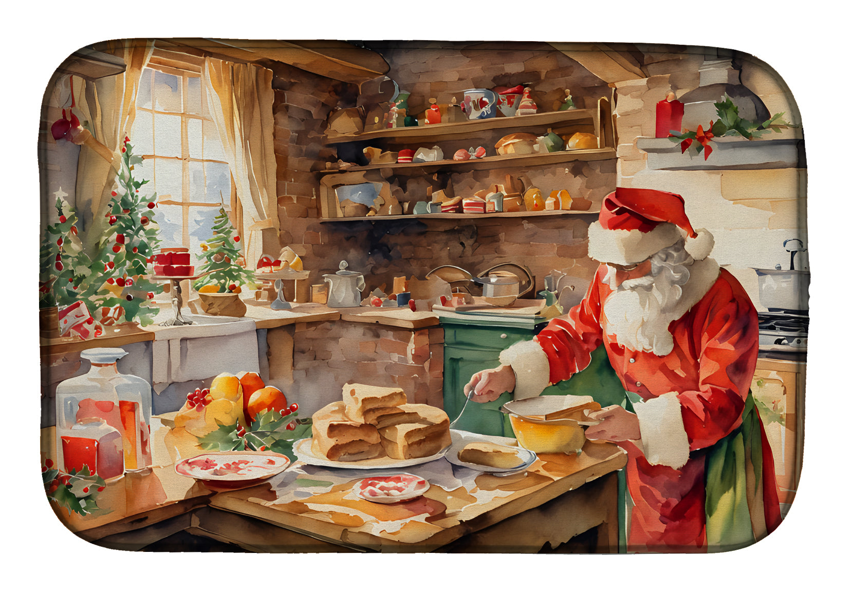 Cookies with Santa Claus Papa Noel Dish Drying Mat