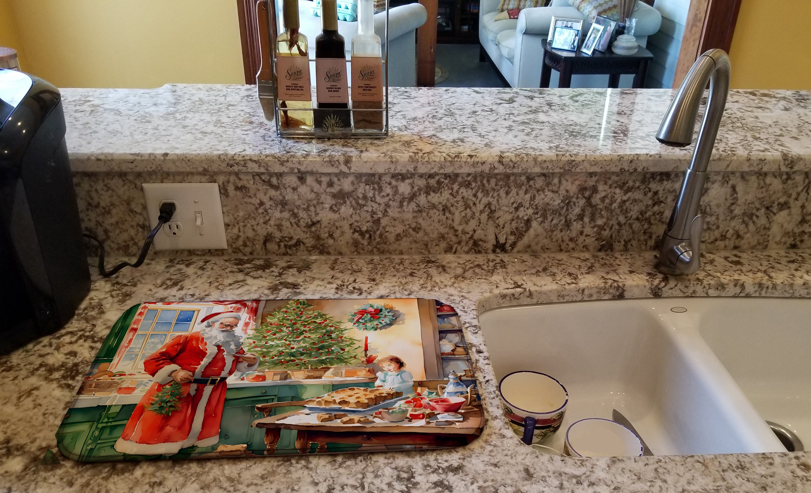 Cookies with Santa Claus Papa Noel Dish Drying Mat