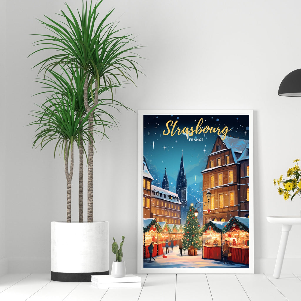 Impression Strasbourg | Affiche Strasbourg Noel | Affiche Marché de Noel de Strasbourg  |  Strasbourg, France