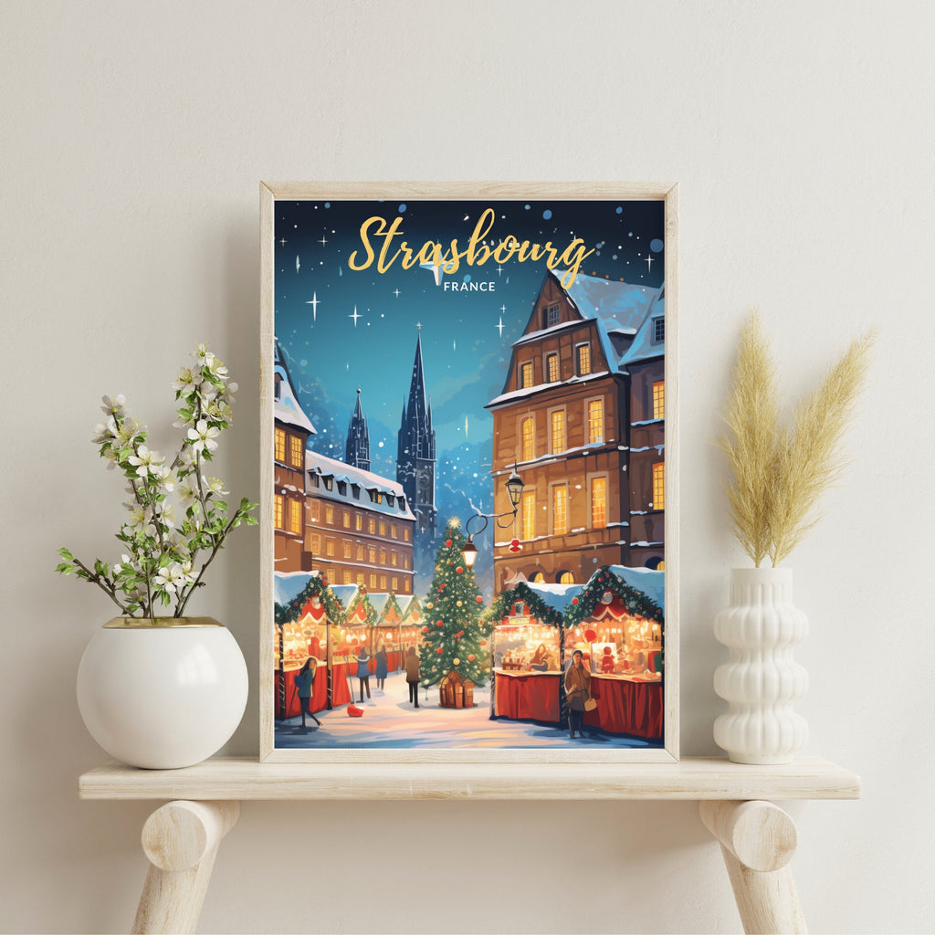 Impression Strasbourg | Affiche Strasbourg Noel | Affiche Marché de Noel de Strasbourg  |  Strasbourg, France