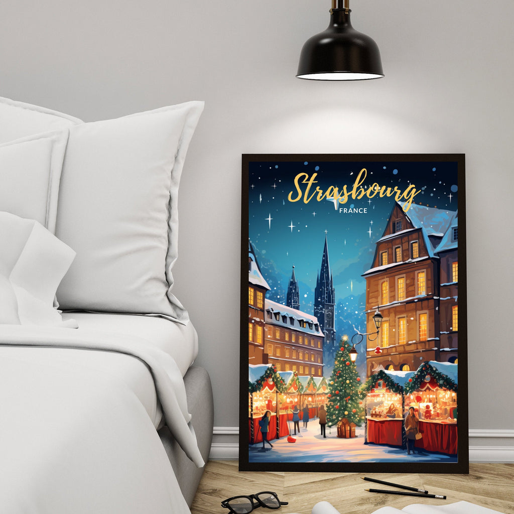 Impression Strasbourg | Affiche Strasbourg Noel | Affiche Marché de Noel de Strasbourg  |  Strasbourg, France